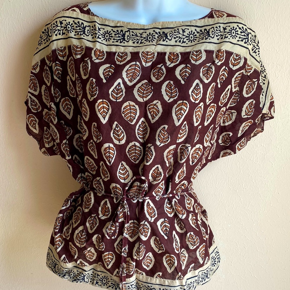 Ralph Lauren Lead Print Cotton boatneck tunic self tie string belt S